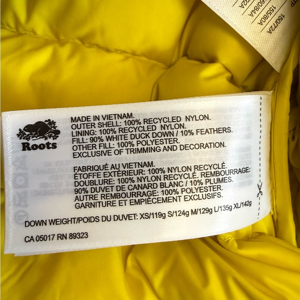 Roots Yellow Packable Down Filled Pullover 1/2 Zi… - image 6